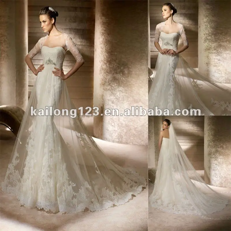 Strapless Mermaid With Sheer Overlay Lace Beads Tulle Strapless Mermaid With Sheer Overlay Lace Beads Tulle Lique Wedding Dress 2017 In Dresses From Weddings Events On Aliexpress