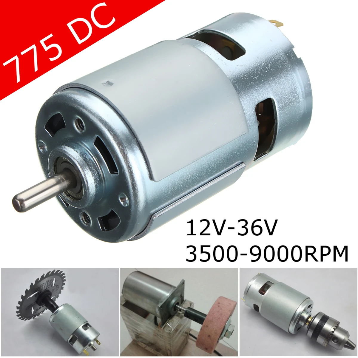 

High Speed Motor 775 DC 12V~36V 3500-9000RPM Ball Bearing Large Torque High Power Low Noise Electronic Equipments