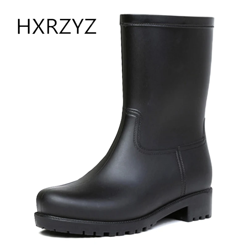 HXRZYZ women black rain boots female rubber ankle boots spring and