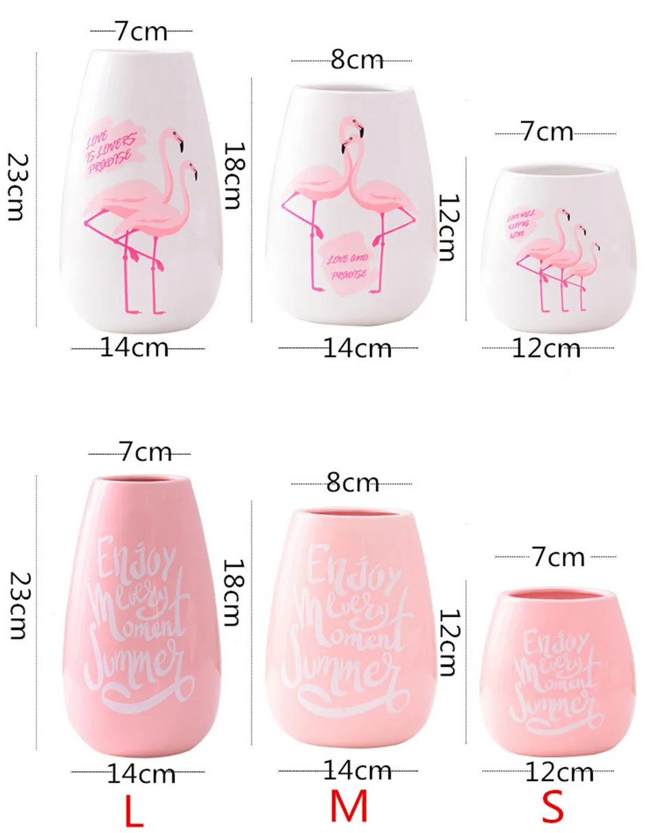 3 размера простой современный скандинавский белый розовый мини Керамическая Маленькая ваза цветочный горшок фламинго украшение дома 1 шт