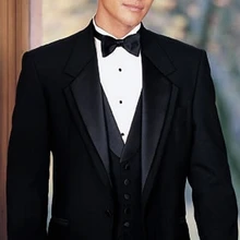 На заказ в черный свадебные костюмы для мужчин черный атласная нагрудные, заказ индивидуальные черный жениха свадьба смокинги для мужчин