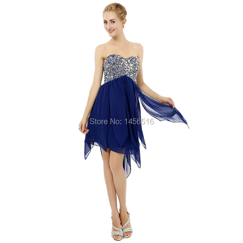 Vestido de 15 anos Курто Royal blue line шифон бисером особых поводов вечерние платье Короткое Реальный образец Homecoming платья