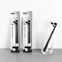 2 шт./компл. новая простая пара зубная щетка бамбук черная с белой мягкой щеткой зубная щетка Профессиональная чистая зубная щетка