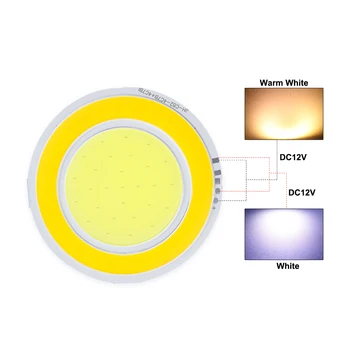 

DC 12V LED Light 5W COB Ultra Bright White + Warm White Lamp Chip for DIY Lightbulb Courtyard 400mA Light Source Dia 82mm JQ