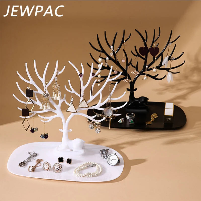 

JEWPAC Little Deer Earrings Necklace Ring Pendant Bracelet Jewelry Display Stand Tray Tree Storage Racks Organizer Holder Z06