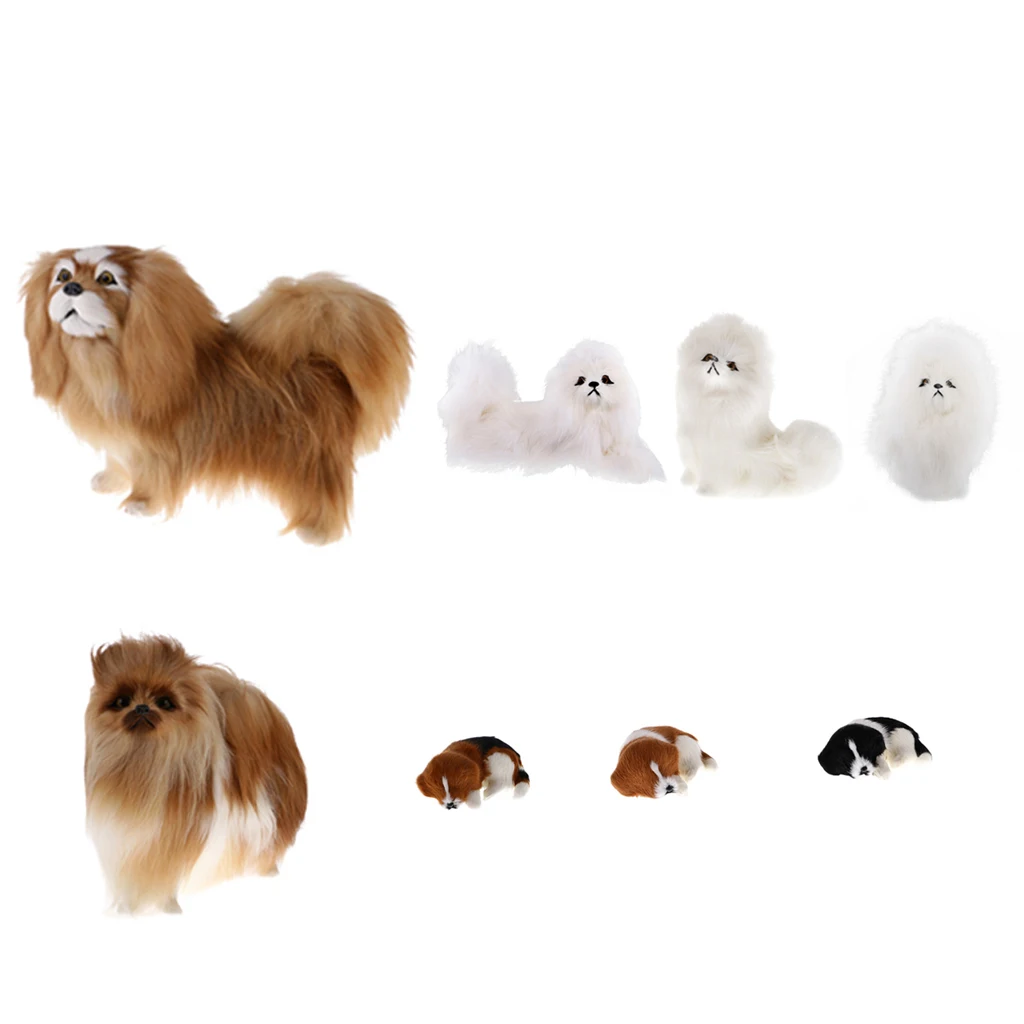 Новый реалистичный плюшевый симулятор животных пекинес собака модель для дома стол орнамент дети плюшевые животные игрушка день рождения