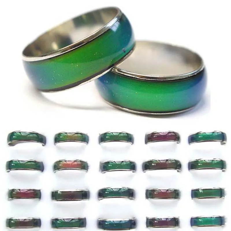 fashion changing colors ring Jewelery Bulks Mixed mood ring will change color stainless steel