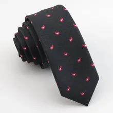 Черный галстук Стиль Бутик узкий цветок красный и белый кешью цветы и в мелкую клетку мужской женский узкий галстук