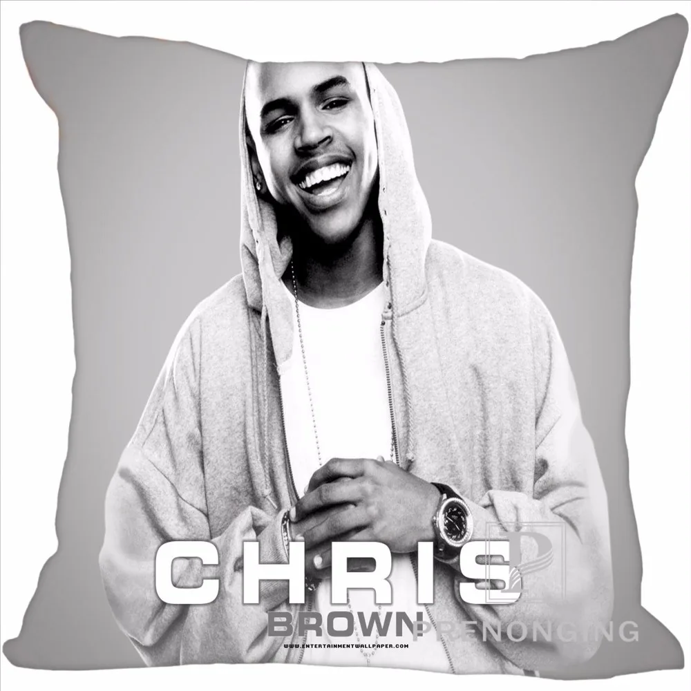 Custom Decorative Pillowcase Chris Brown 01 Square Zippered Pillow