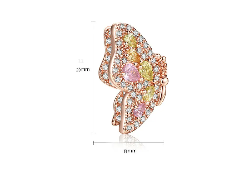 SINZRY розовое золото цвет CZ бабочка серьги гвоздики креативные красочные милые серьги шпильки для женщин Brincos Bijoux