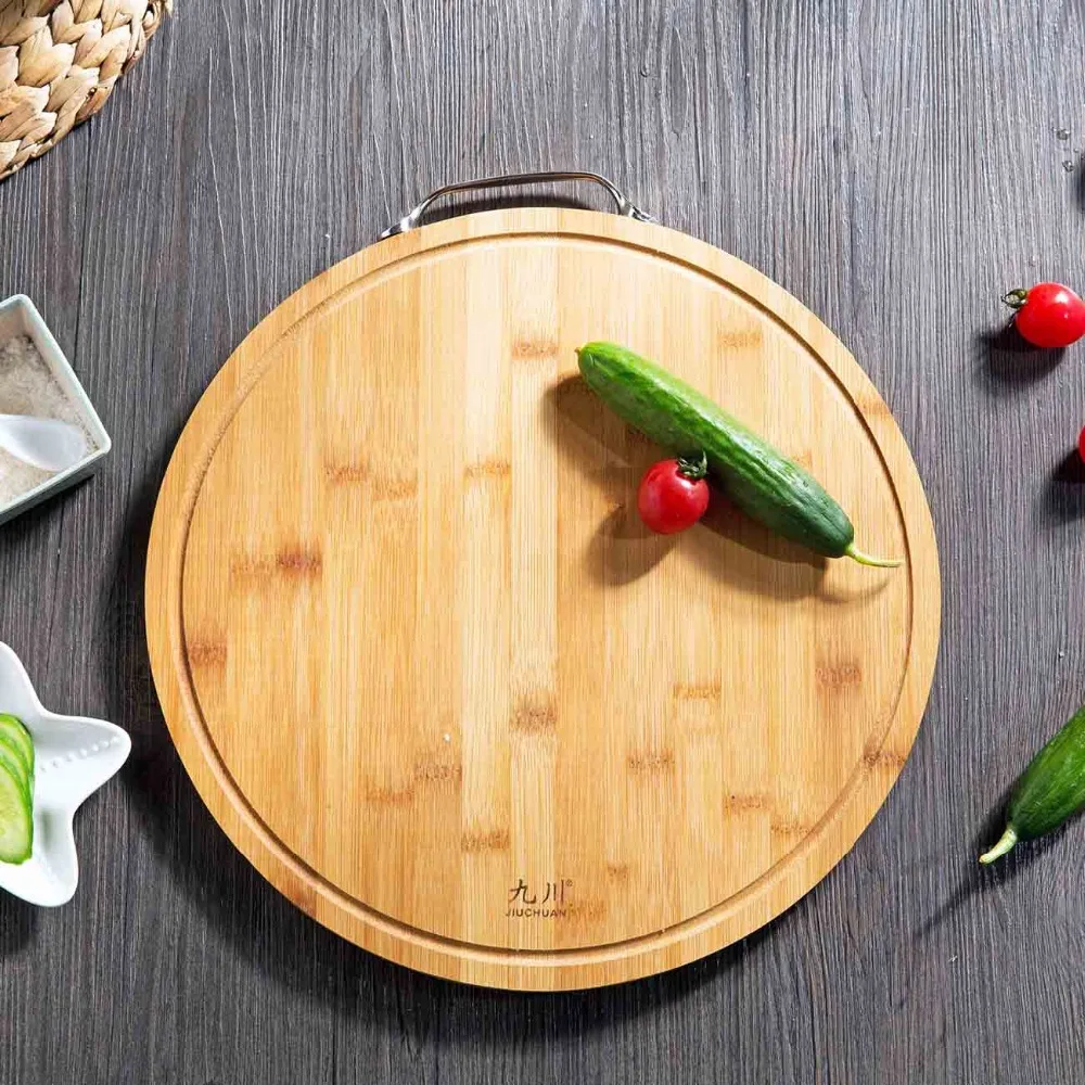 

OTHERHOUSE Kitchen Round Wood Cutting Board Thicken Bamboo Chopping Board Block Cutting Mat Pizza Sushi Bread Tray Kitchen Tools