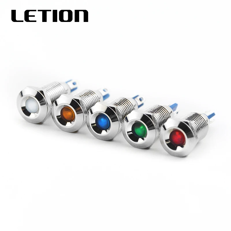 

10mm Metal Indicator Light LED Blub Waterproof Signal Lamp 5V 6V 12V 24V 110V 220V Dot Concave Red Blue Green Yellow