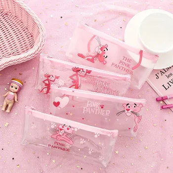 

Cute pink leopard pvc waterproof pencil case pencil bag Pouch Purse kawaii stationery escolar school supplies Students kids gift