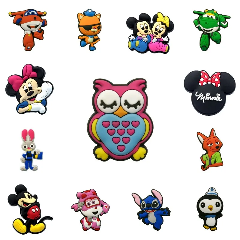 

1pcs Mickey Super Wings High Imitation Shoe Charms Cartoon Minnie Octonauts Decor Buckles Fit for Croc JIBZ Bracelets Kids Gifts