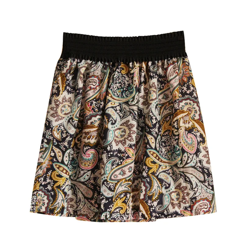 Модная 1 шт. женская летняя юбка Один размер винтажная мини шифоновая плиссированная юбка с принтом и высокой талией Короткая юбка