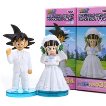 Аниме Dragon Ball Z Сон Гоку и Чичи Свадебные ПВХ Цифры игрушечные лошадки куклы 10 см набор из 2