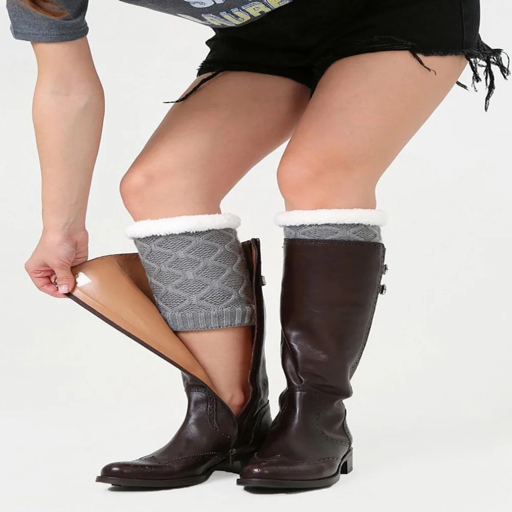 

Best Sale Women Knit Leg Warmers Short Boot Cuffs Buttons Crochet Boot Socks Knitted Leg Warmers Winter Knee Socks Kniekousen
