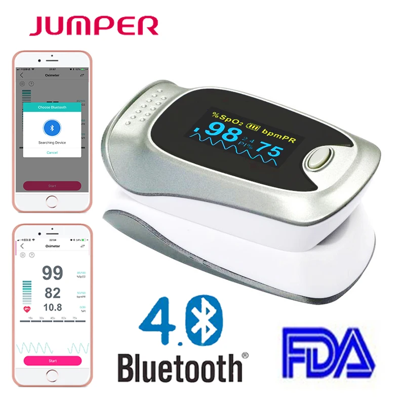 Günstig Bluetooth Oximetro De Dedo Pulsoximeter Blut Saturometro Monitor SPO2 PR Oximetro De Pulso Tragbare Pulsioximetro + Gesundheit APP