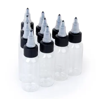 

10pcs Black Cap Empty Bottles Round For Tattoo Ink Pigment Green Soap 30ml