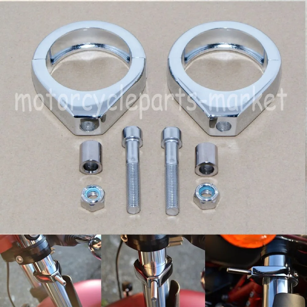 NBX 49MM Black Front Turn Signal Relocation Kit Harley Dyna FXR Sportster 39MM