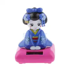 Случайный цвет солнечной энергии Bobblehead игрушка фигура Nohohon японское кимоно Maiko Гейша # B