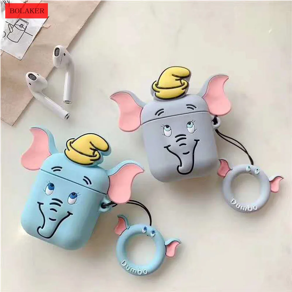

BOLAKER Cute Elephant Headphones Set for Apple AirPods Accessories Fashion Bluetooth Headset Silicone Case