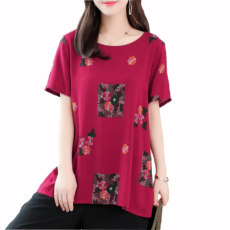 

2019 New women print summer blouses casual o-neck plus size Womens Clothing Blusas Femininas chemisier femme