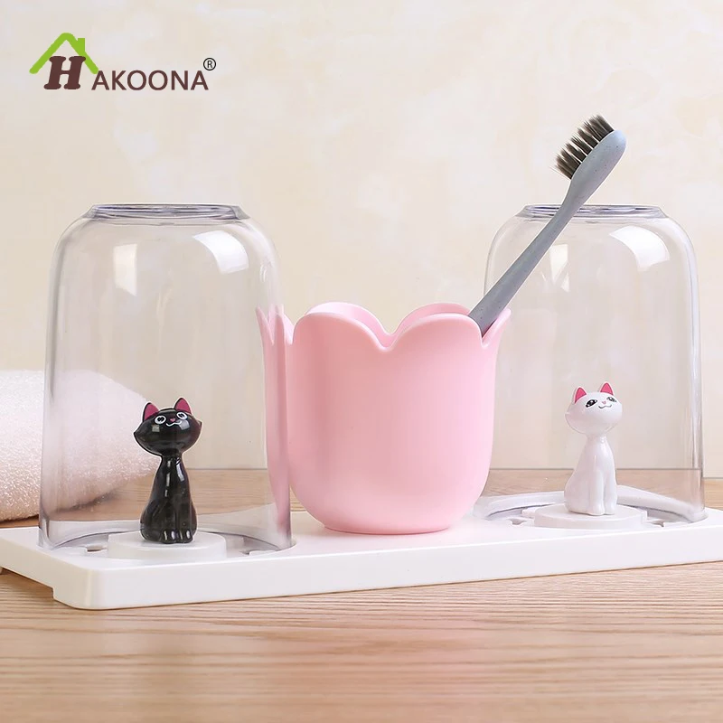 HAKOONA Kittens Pattern 3 Piece Plastic Bath and Simple Cats Bathroom