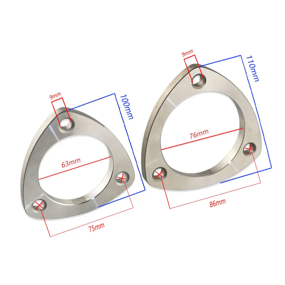 1 шт. Высокое качество Универсальный " 2,8" " из нержавеющей стали 201 автомобильный выхлопной треугольный фланец