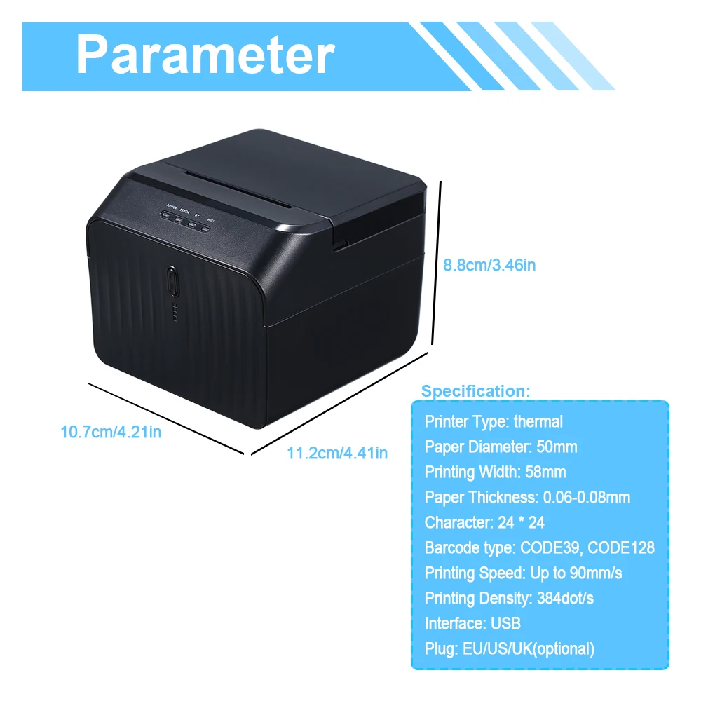 USB طابعة عالية الجودة الحرارية استلام الطابعات Qr رمز لاصق الباركود لاصقة طابعة المملكة المتحدة الاتحاد الأوروبي الولايات المتحدة التوصيل