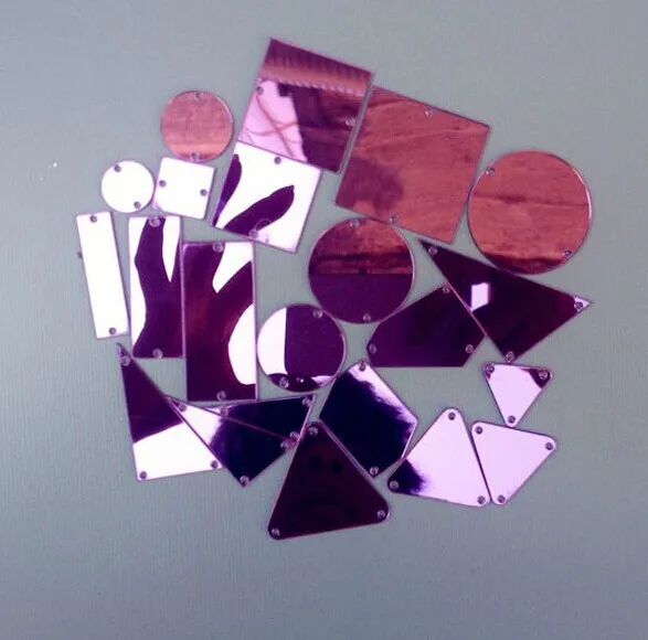 50pcs Color Mirror Sew on Acrylic Crystal Rhinestones Flat back Holes for Custom