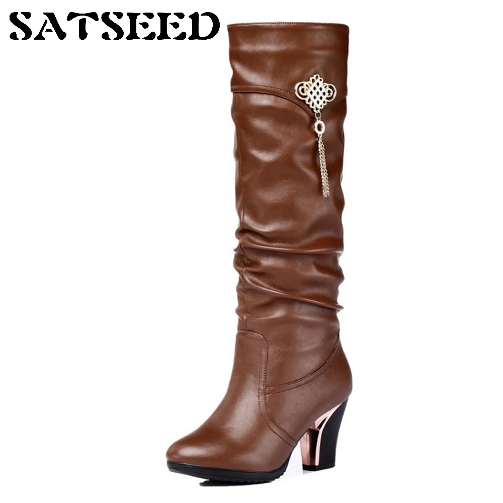 Diamond Black Thigh High Boots Over Knee Women Winter Boots Wool Snow Boots Shoes Slip-on Square Heel Short Plush Round Toe New цена Diamond Black Thigh High Boots Over Knee Women Winter Boots Wool Snow Boots Shoes Slip-on Square Heel Short Plush Round Toe New цены онлайн