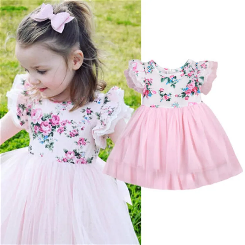 

Fashion Kids Toddler Baby Girl Princess Lace Dress Floral Pageant Wedding Party Tutu Dresses Clothes