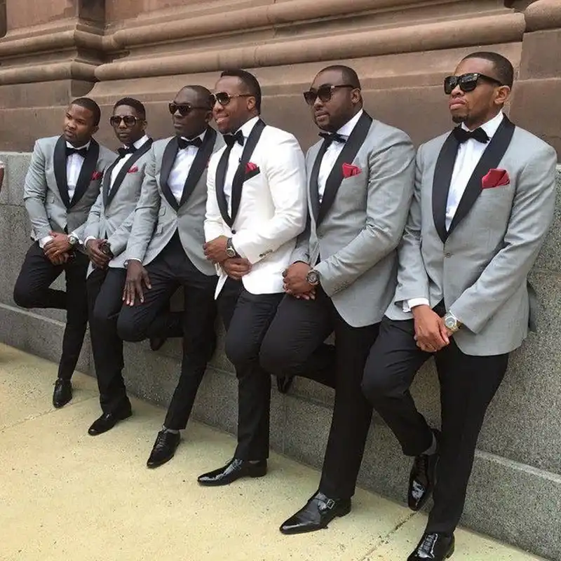 black pants with gray blazer