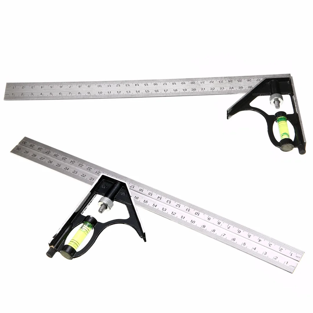 

1pc 300mm Adjustable Combination Level Square Ruler Universal Stainless Steel Measuring Tools For Engineers
