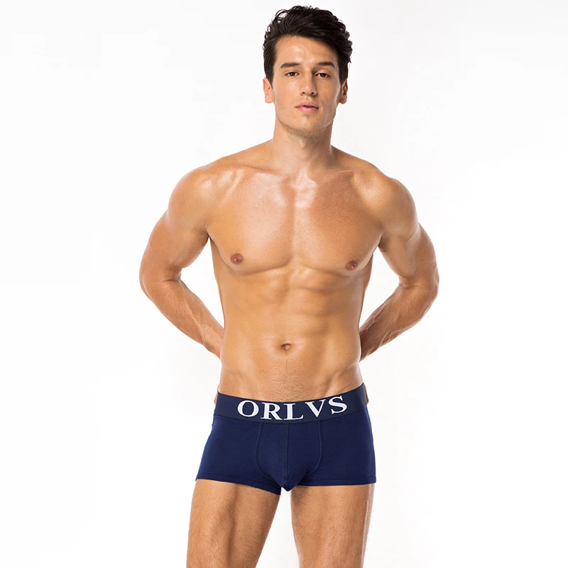 ORLVS 100% хлопок боксер для мужчин эластичное Нижнее белье Мужчины Боксеры Брюки боксеркороткие сексуальные мужские однотонные мужские