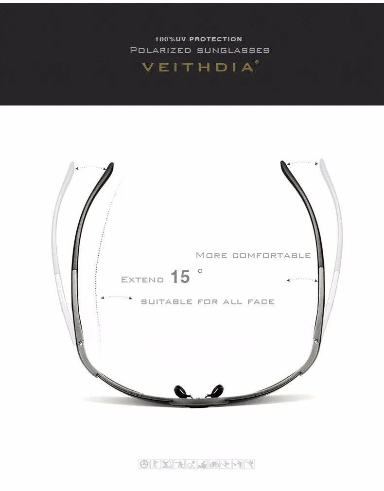 Бренд veithdia поляризованные солнцезащитные очки мужские солнцезащитные очки оригинальная коробка мужские дизайнерские очки Oculos de sol masculino VT6591