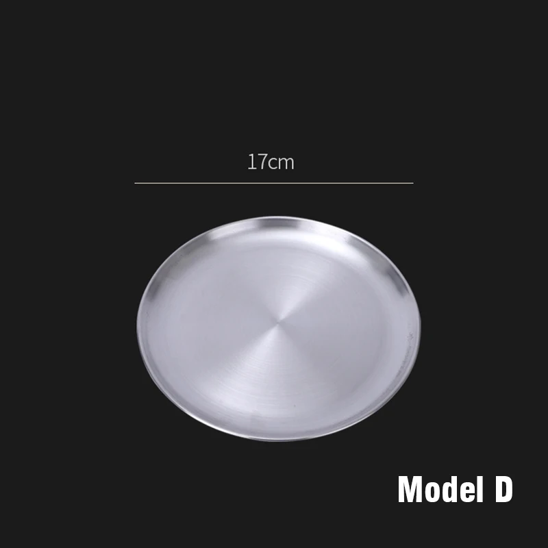 Model D Бытовая круглая пластина корейский стиль Кондитерские маринованный овощ лоток шведского стола мясо гриль блюдо обеденный из нержавеющей стали пластина 3 шт./компл - Цвет: Model D