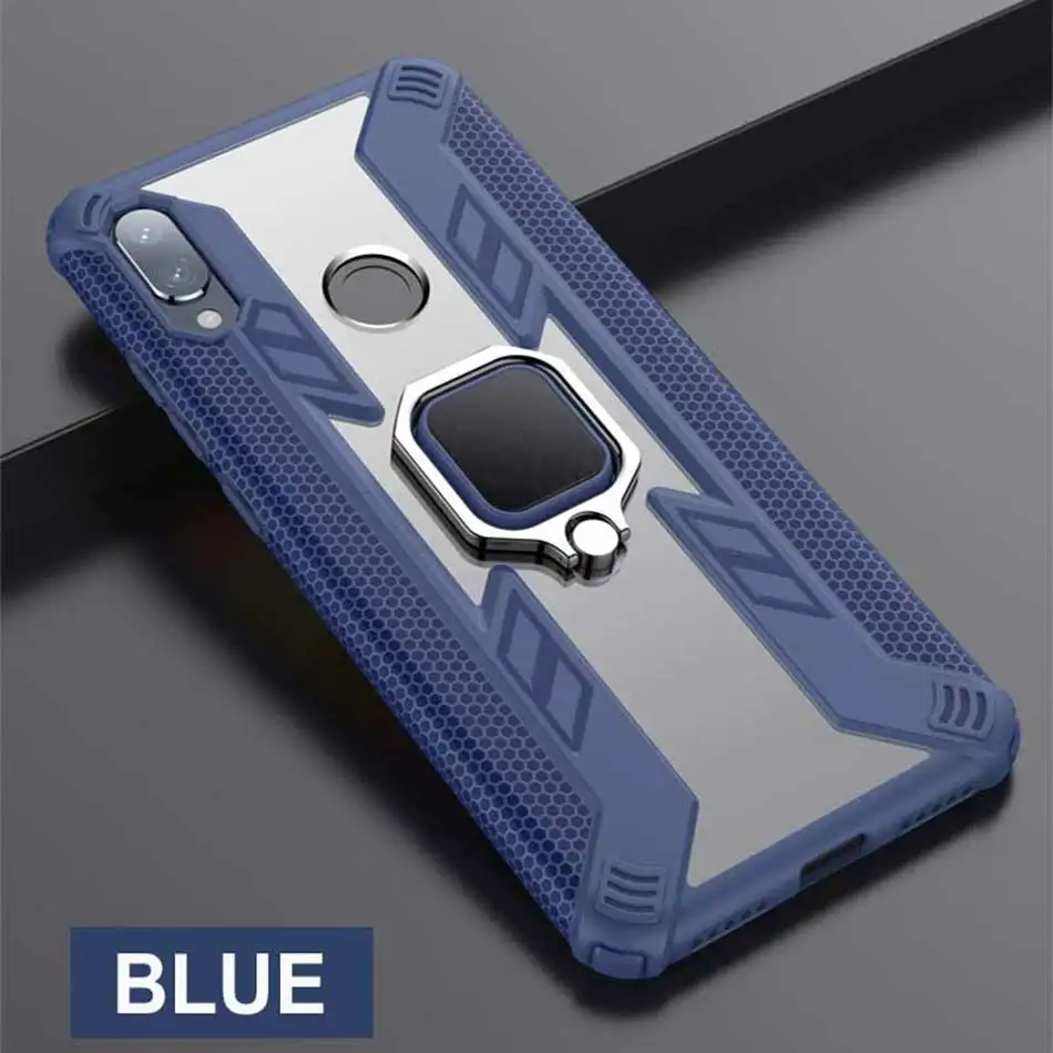 Роскошный защитный чехол Shcokrpoof для Xaio mi Red mi Note 7 Pro 7 Slicone чехол для Xiaomi mi 8 Lite автомобильный мягкий чехол с кольцом - Цвет: Blue