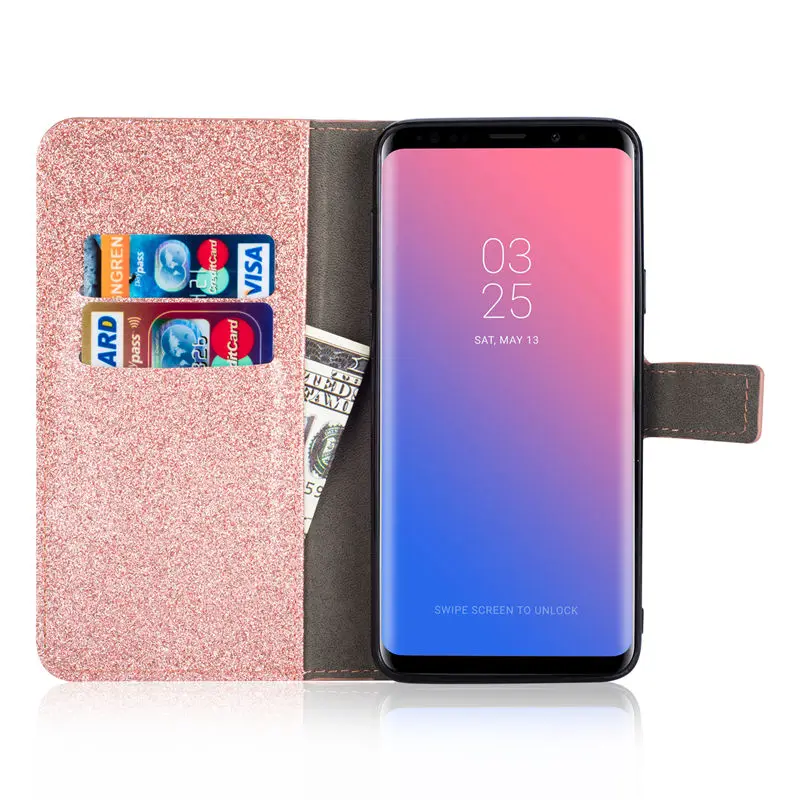 BELIAL Phone Cases for Samsung Galaxy S9 Plus Cover Glitter Wallet Leather Case for Samsung S8 S9 Plus Note 8 Case Flip Rainbow (12)
