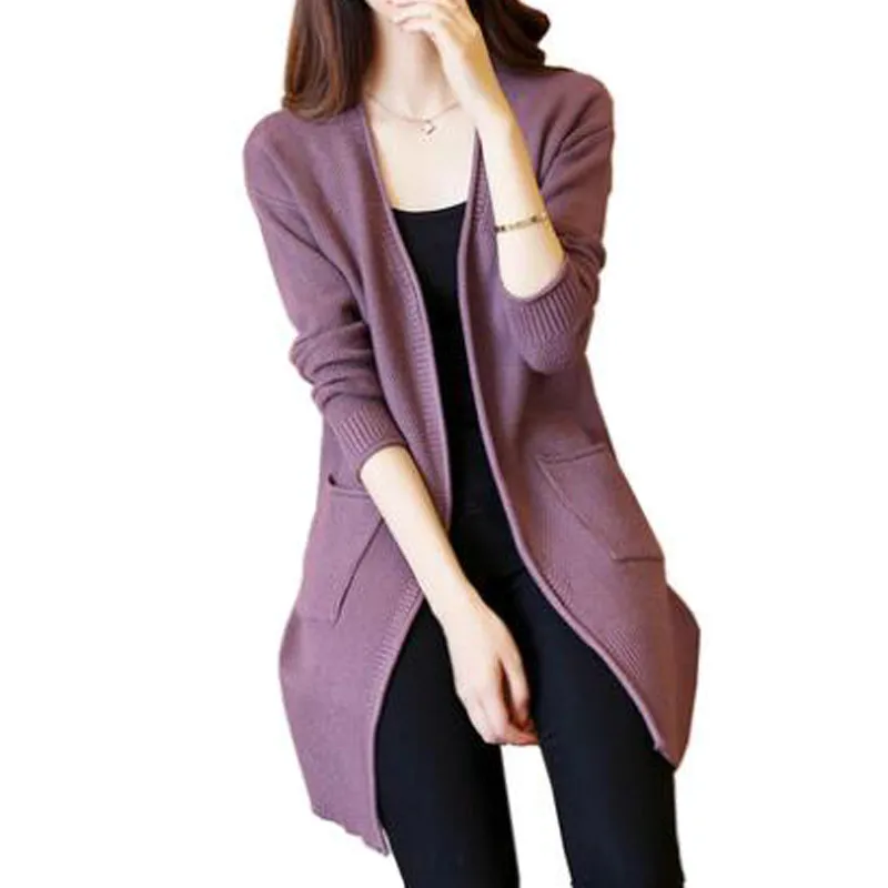 

High Quality Long Cardigan Women Sweater 2017 New Autumn Winter Long Sleeve Knitted Plaid Cardigans Female Tops ZY4007