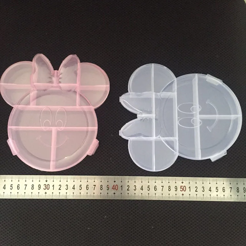 Cartoon Mickey Clear Plastic Storage Box Jewelry Organizer Holder Cabinets For Small objects