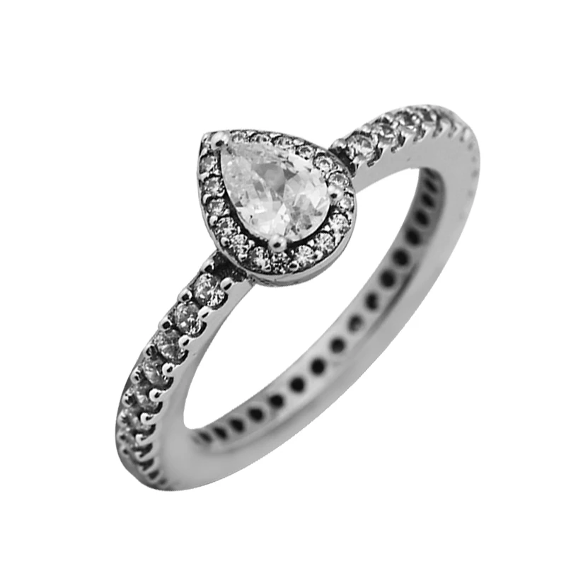 

Radiant Teardrop Ring 100% 925 Sterling Silver Clear CZ Original Rings for Women Girl Gift DIY Fine Jewelry PFR133
