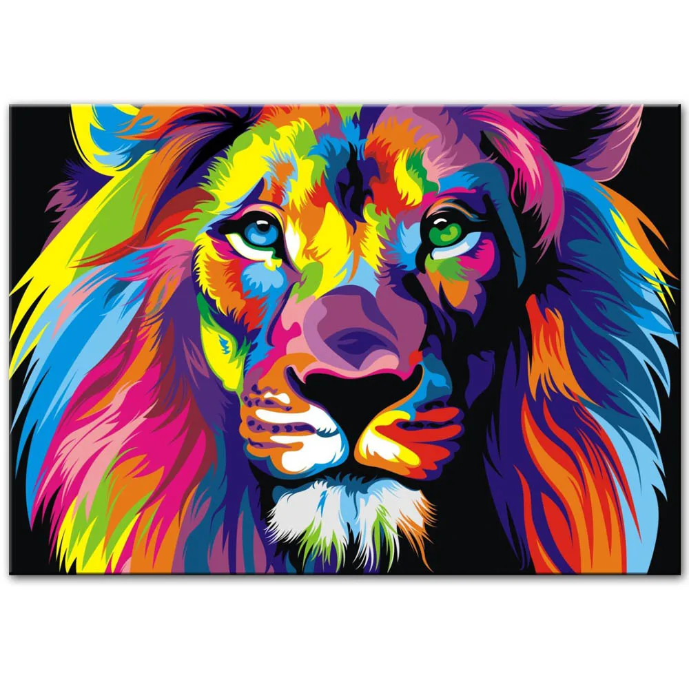 Watercolor Lion Pop Art Posters And Prints Abstract Animals Canvas Art Wall Room 