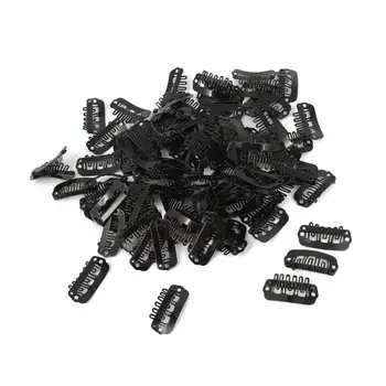 

Metal Lady Man Hair Wig Extension Hairclip 2.3cmx1.1cm, Black - 100-Piece