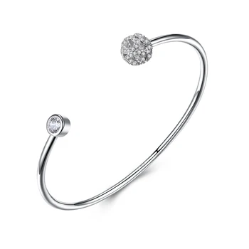 

65mm New design Sterling Silver 925 Bangle Zirconia Women Charm Elegant Cuff Bangles Bracelet fashion jewelry Free shippment