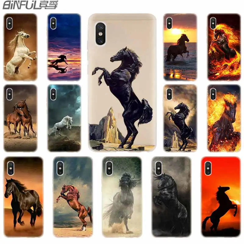 

cover soft Silicone TPU Case For Xiaomi Mi 8 A2 Lite 9 5X 6X F1 Mix 2s Max 3 Redmi Note7 Go Finest Horses