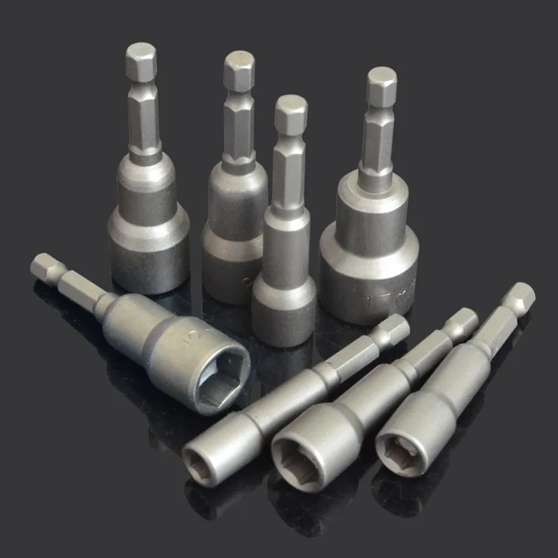 100pcs 65mm long CR V 1/4'' Hex shank Power Socket Nut Setters