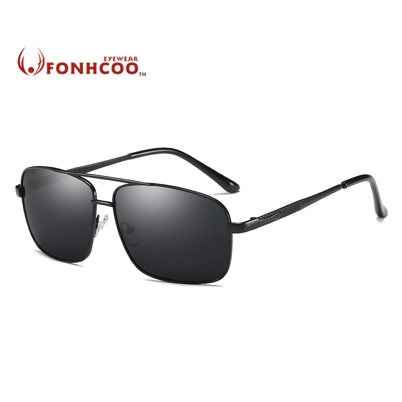 2018 FONHCOO новые модные солнцезащитные очки Для мужчин Ретро Винтаж Брендовая дизайнерская обувь квадратный поляризованные очки водителя УФ