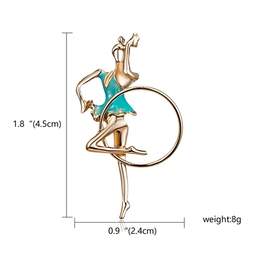 Rinhoo, эмаль, художественная гимнастика, балетная танцовщица, Женская Брошь, заколка, подарок на год, балетная танцовщица, милая идеальная Ювелирная брошь, булавки - Окраска металла: 16